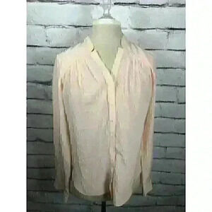Rebecca Taylor Womens Size S Peach LS Button Up Pleated Vented Silk Blouse
